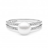 Inel cu perla naturala alba si cristale de argint DiAmanti SK21492R-W-G